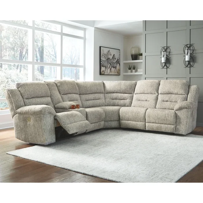 Family Den – Pewter – Left Arm Facing Loveseat 3 Pc Sectional