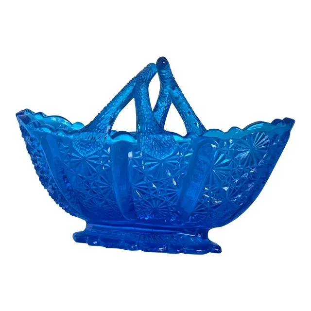 Fenton Blue Daisy & Button Colonial 4 Inch Basket