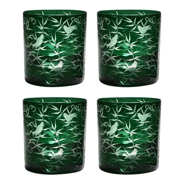 Finch Double Old Fashioned Glasses British Racer Green – Set of 4