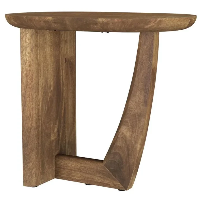 Fletcher – Round Solid Mango Wood Accent Side Table – Brown