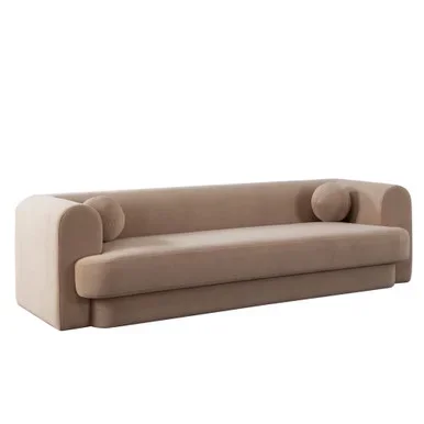 Form Sofa in Camel Performance Velvet w/ (2) Accent Pillow Balls / FORMSOCA