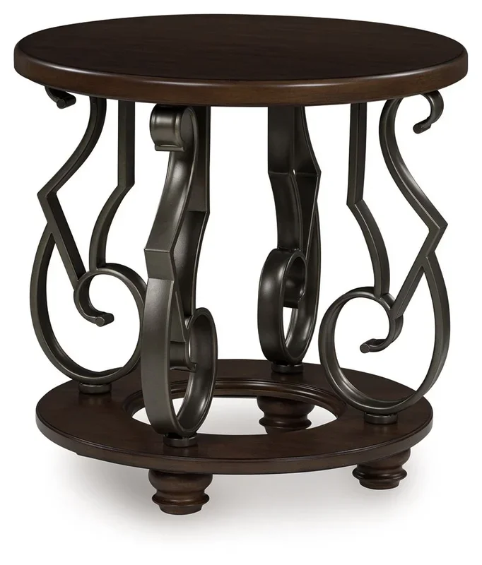 Frallyn – Round End Table – Dark Brown