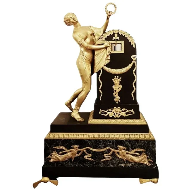 French Empire Gilt Clock by Claude Gallé, 19th Century