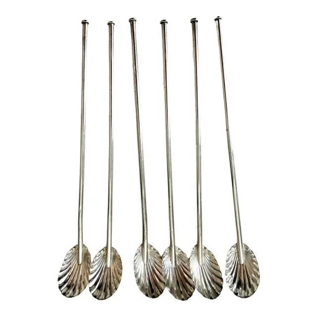 French Sterling Iced Tea Scallop Clam Shell Spoons – Set of 6
