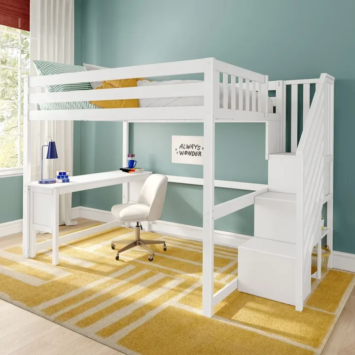 Full Loft Bed With Desk & Stairs