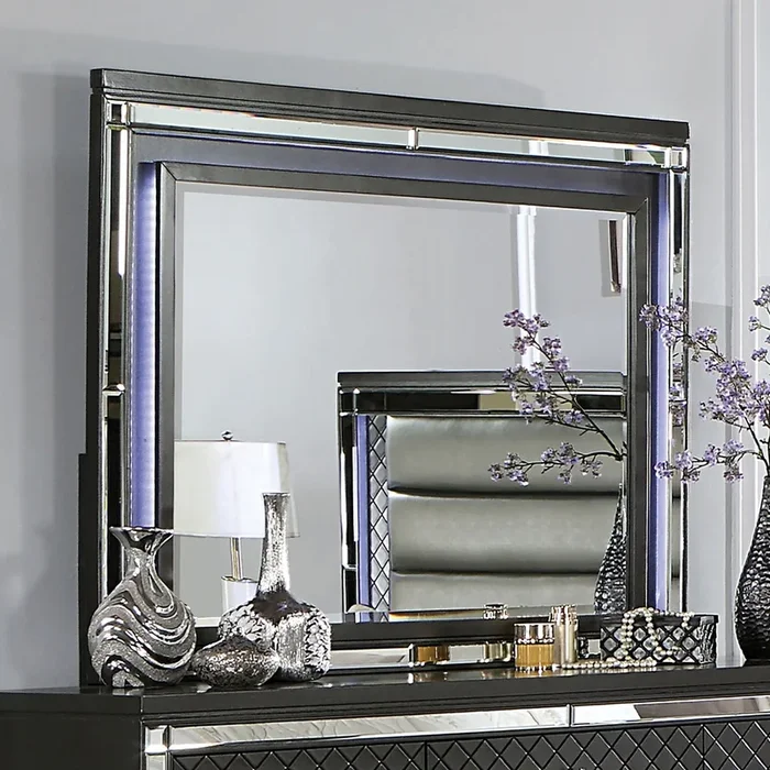 Furniture Of America Calandria Gray Contemporary Mirror With Led, Gray Model CM7320GY-M