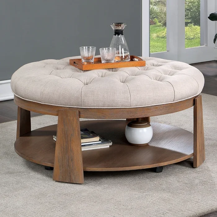 Furniture Of America Guis Beige Transitional Round Coffee Table, Beige Model CM4411BG-C