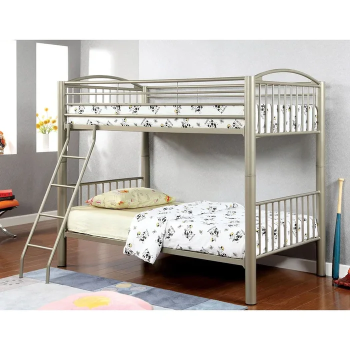 Furniture Of America Lovia Metallic Gold Contemporary Twin Twin Bunk Bed Model CM-BK1037T