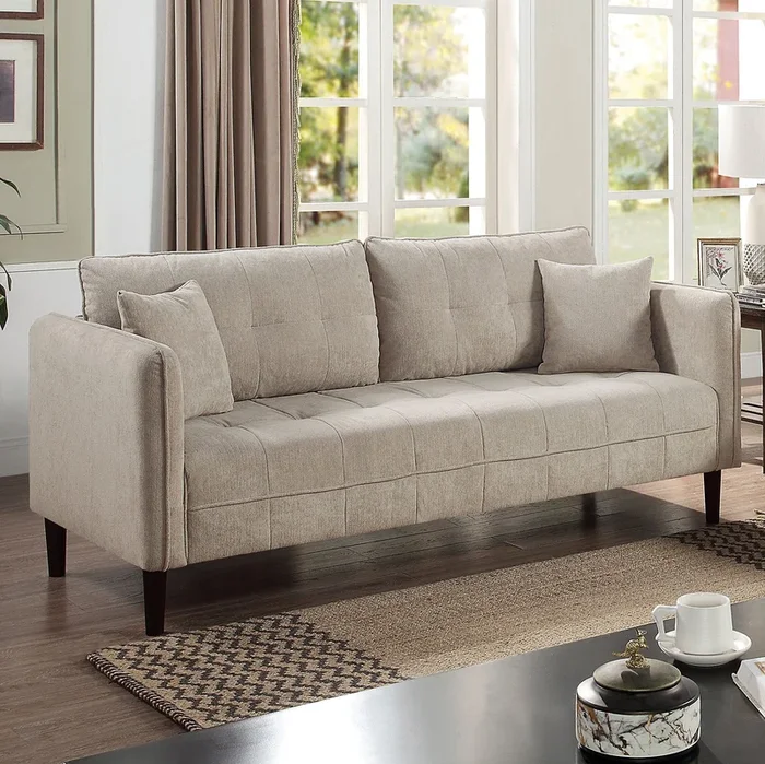 Furniture Of America Lynda Light Gray Contemporary Sofa With Pillows, Light Gray Model CM6736LG-SF