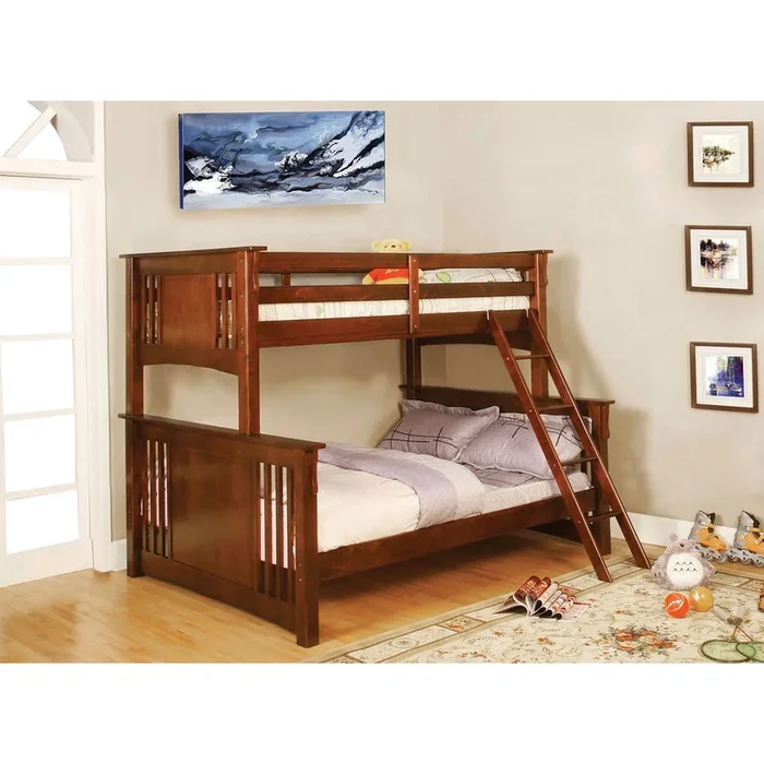 Furniture Of America Spring Creek Oak Cottage Twin Full Bunk Bed Model CM-BK602F-OAK-BED