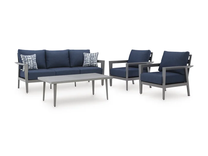 Gali Outdoor Sofa/Chairs/Table Set (Set of 4) P275-081 by Signature Design by Ashley at Old Brick Furniture & Mattress Co.