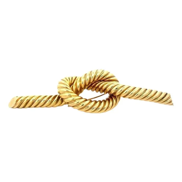 Gold Large Knot Brooch 14k Yellow Rope Style
