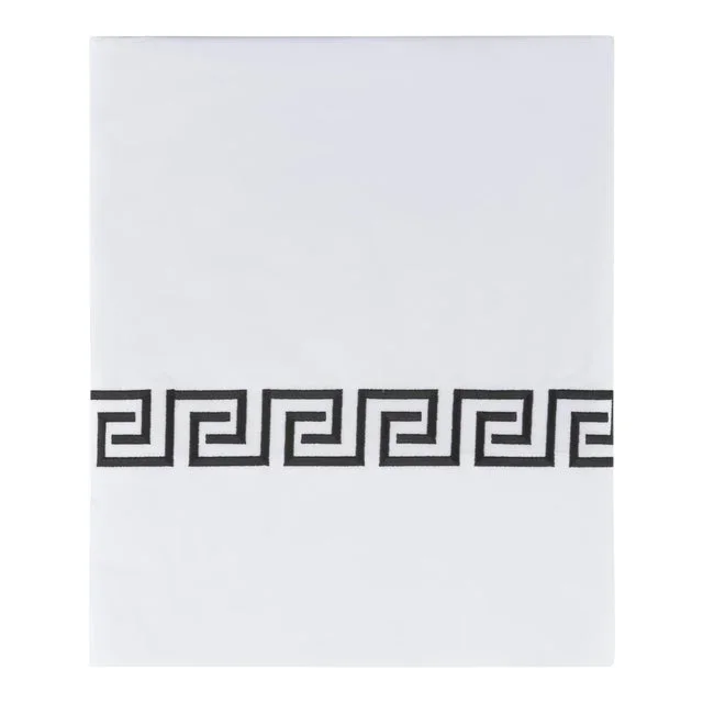 Greek Key King Flat Sheet in Black