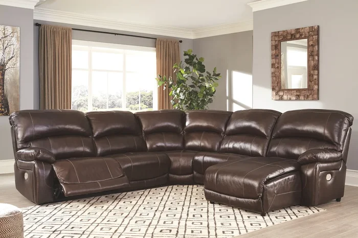 Hallstrung – Chocolate – Left Arm Facing Power Recliner 5 Pc Sectional