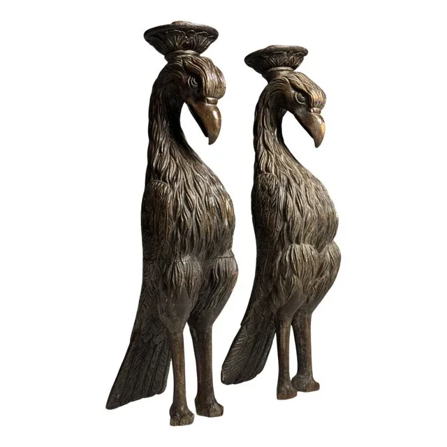 Hand-Carved Eagle Statues, 1800s, Set of 2