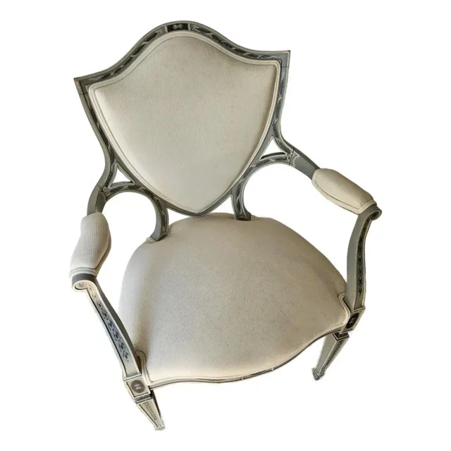 Hand Painted and Decorated Shield Back Open Armchair