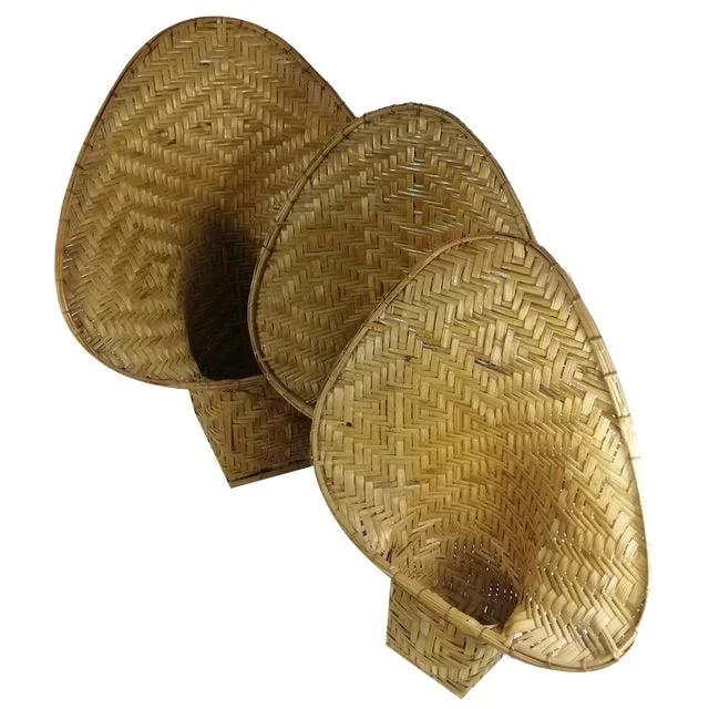Hand-Woven Wicker Baskets, Italy, 1950s, Set of 3
