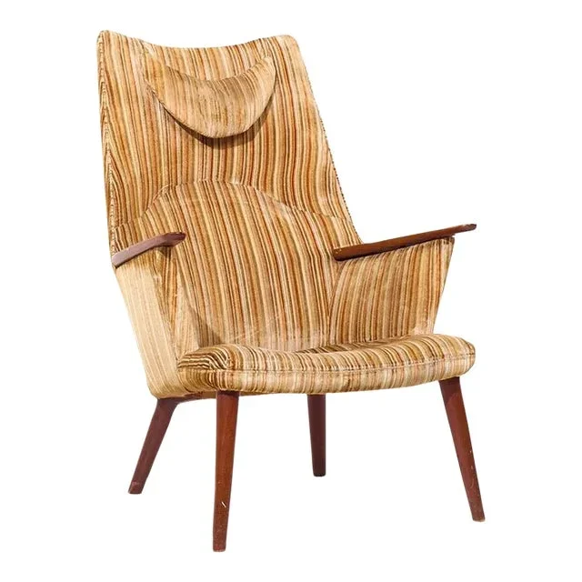 Hans Wegner for Ap Stolen Ap-28 Mid Century Danish Oak Mama Bear Lounge Chair