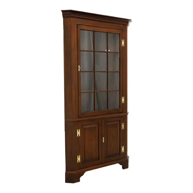 Henkel Harris 1114hl 29 Solid Mahogany Twelve-Pane Lighted Fairfax Corner Cabinet