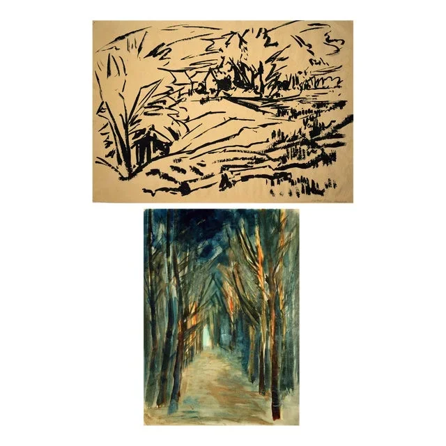 Herbert Seidel, Landscape Verso Forest Interior, 1950, Ink on Paper