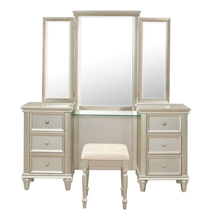 Homelegance Celandine Vanity Dresser with Mirror in Silver 1928-15*