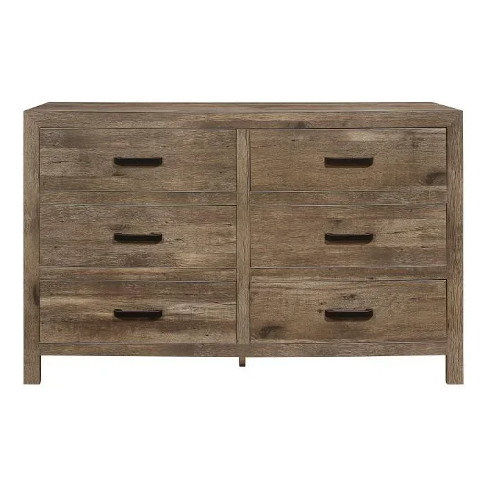 Homelegance Furniture Mandan 6 Drawer Dresser in Weathered Pine 1910-5