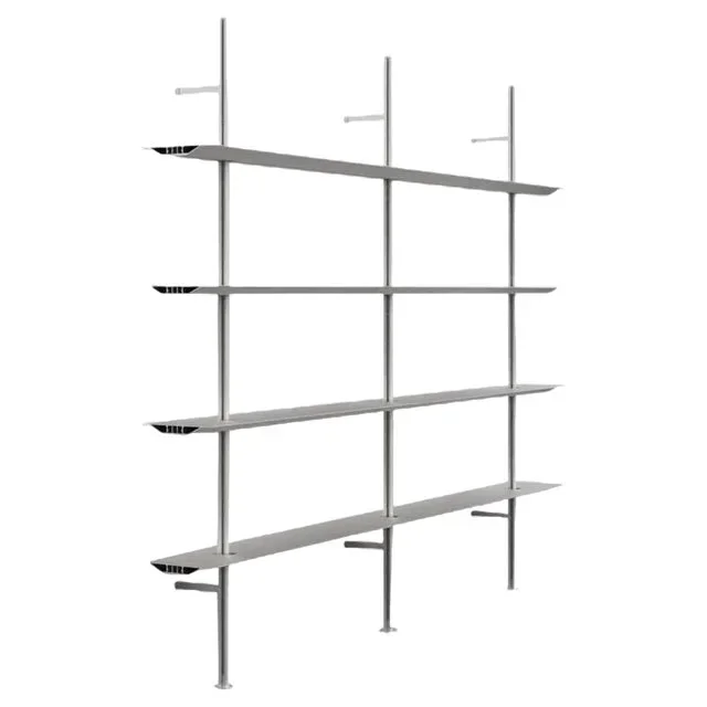 Hypótila Wall Mounted Shelving with Silver Aluminium Finish by Oscar Tusquets Blanca and Lluis Clotet