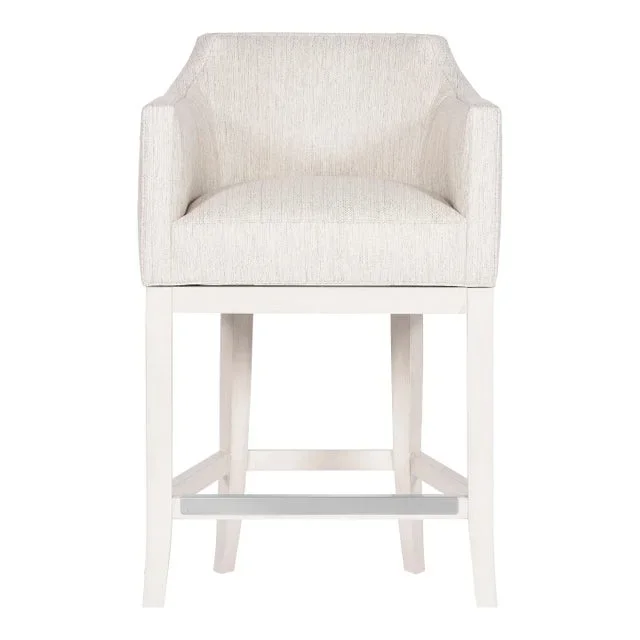 Ian Counter Stool in Index Porcelain with Wood Flare Base & Casablanca Finish