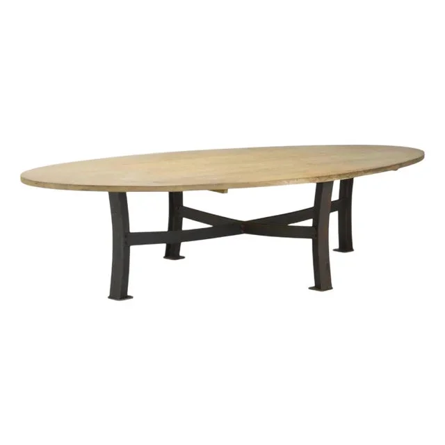 Industrial Mid Century Modern, Oak, Steel, Monumental Dining Table, Usa, 1970s