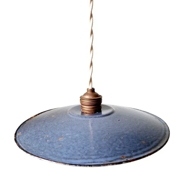 Industrial Pendant Light in Enamelled Sheet Metal, 1940s
