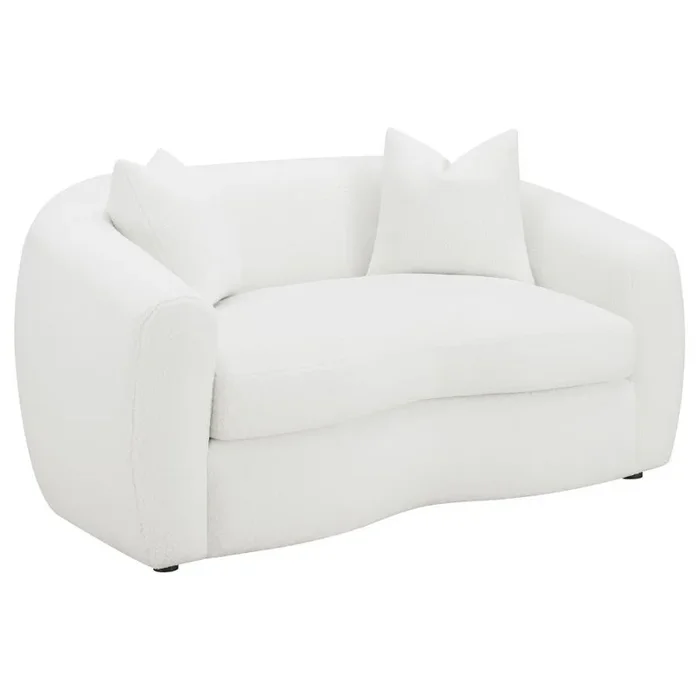Isabella – Faux Sheepskin Upholstered Loveseat Natural – Ivory