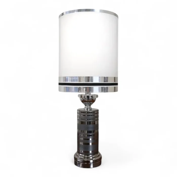 Italian Design Ceramic and Chromed Metal Table Lamp, 1970s