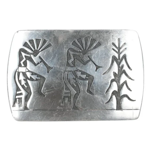 Joseph Harlan Hopi Overlay silver belt buckle