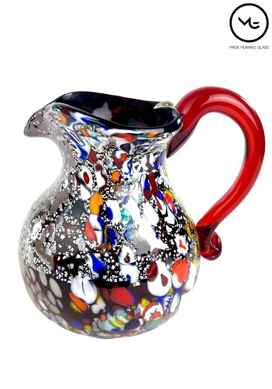 Jug In Murano Blown Glass Red Fantasy