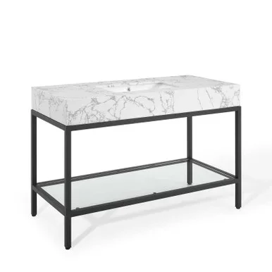 Kingsley 50″ Black Stainless Steel Bathroom Vanity / EEI-4000