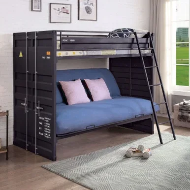 LAFRAY Twin Bunk Bed w/ Futon Base / FOA-BK652BK-BED