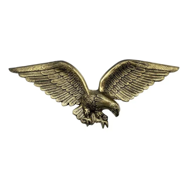 Large Brass Wall Eagle, 1950s