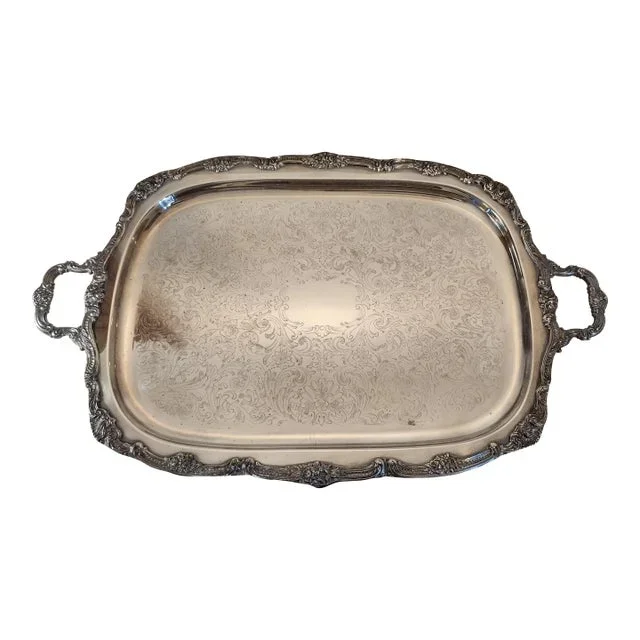 Large Mid 20th Century Ornate Silverplate Tray