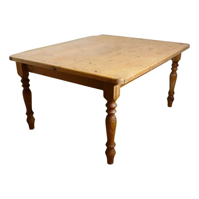 Large Pine Farmhouse Kitchen Table, 1960s