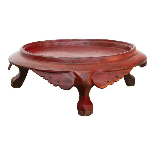 Large Round Red Lacquered Burmese Tray