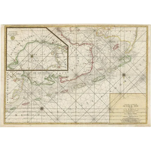 Large Sea Chart of the Zuyder Zee and the Northsea with the Wadden Islands, 1773
