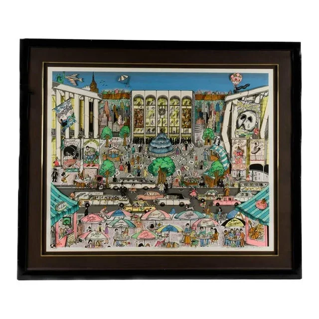 Late 20th Century Framed Signed Charles Fazzino “Brunch at the Met” Mixed Media on Paper