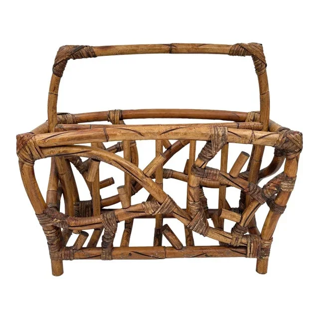 Late 20th Century Vintage Palecek Bamboo Magazine Rack