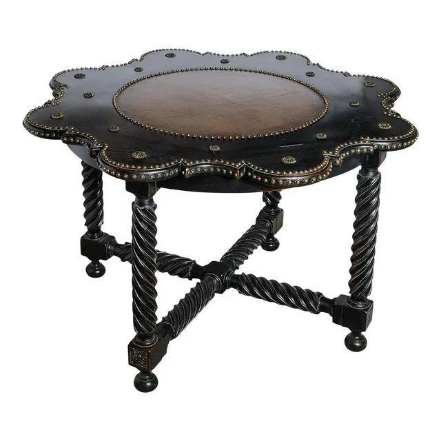Leather Inlaid Center Table