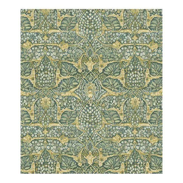 Lewis & Wood Alhambra Verdure Linen Cotton Fabric- 3 3/8 Yards