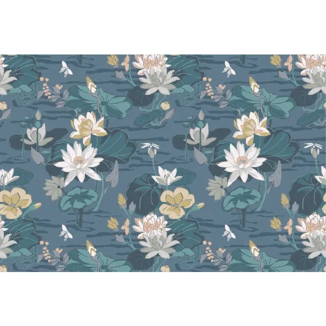 Lily Pond Lane Cove Blue Fabric by the Yard