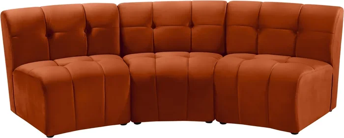 Limitless Cognac Velvet 3pc. Modular Sectional