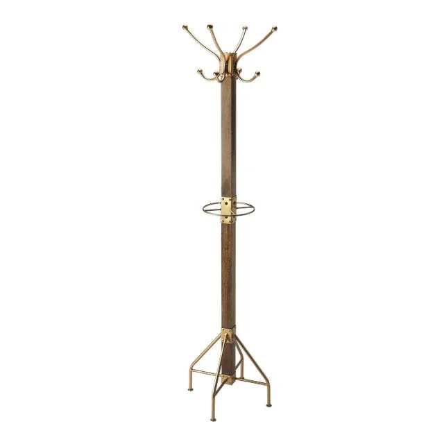 Logan Square Wood & Antique Coat Rack/Tree, Medium Brown