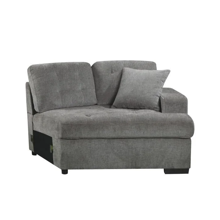 Logansport Right Side Cuddler with 1 Pillow in Gray 9401GRY-RU