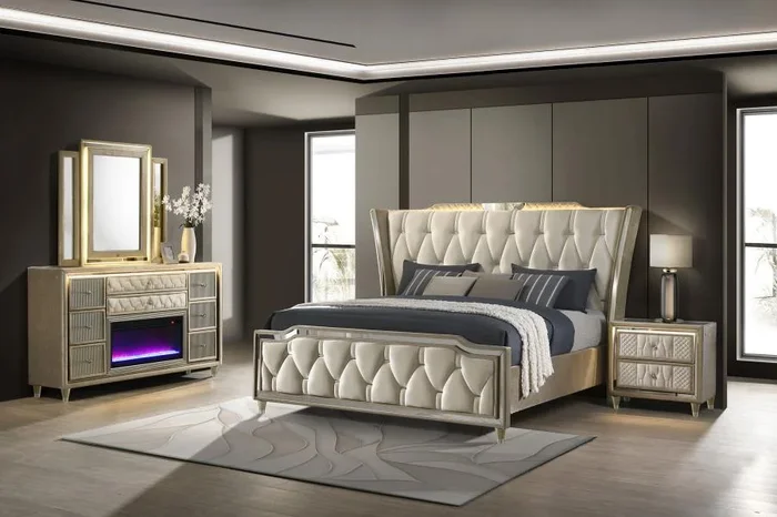 Lorient – Bedroom Set With LED Flame Box Dresser